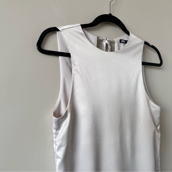 ZARA-ASYMMETRICAL Satin Tie Back Midi Sleeveless Dress (Size:Small) - Picture 3 of 9